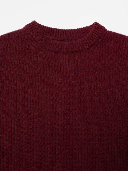 Nudie Jeans | Pull en laine côtelée "August" - Bourgogne