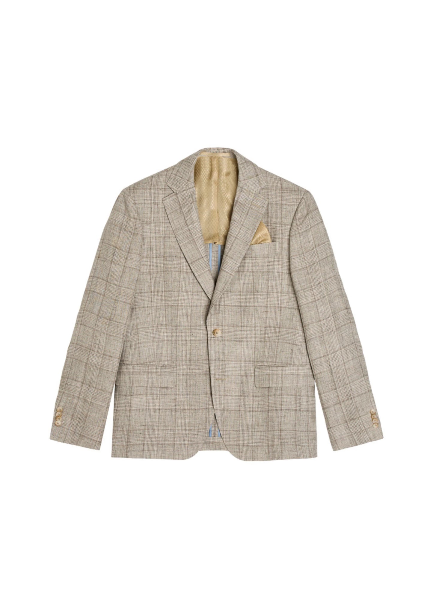 SAND Copenhagen | Veston en lin « Star Napoli » à motif à carreaux - Taupe