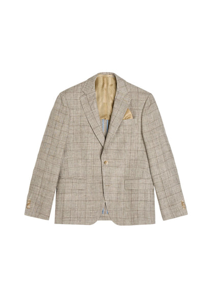 SAND Copenhagen | Veston en lin « Star Napoli » à motif à carreaux - Taupe