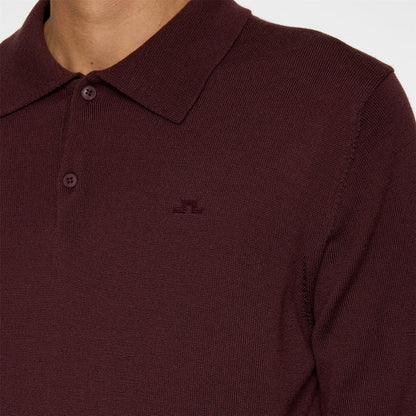 J.LINDEBERG | Polo ''Kai'' en laine mérinos - Bordeaux Huckleberry