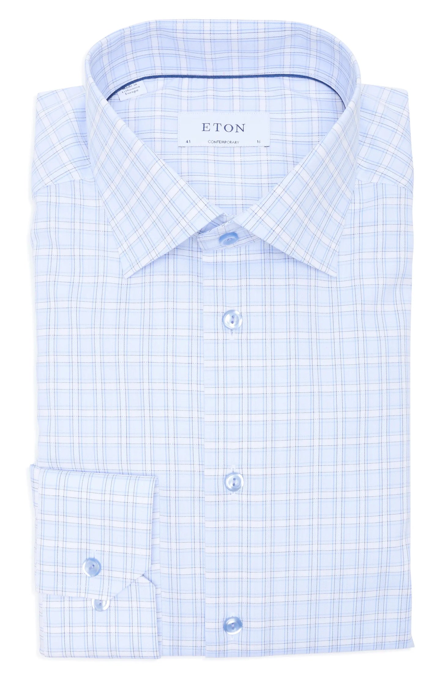 Eton | Chemise à carreaux coupe contemporaine - Bleu clair