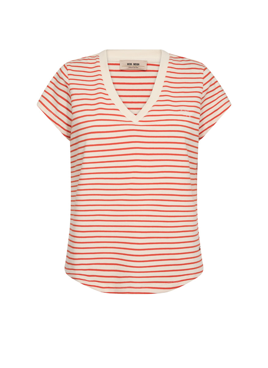 MOS MOSH | T-shirt rayé"KALA" Blanc cassé et orange