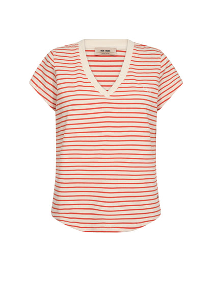MOS MOSH | T-shirt rayé"KALA" Blanc cassé et orange