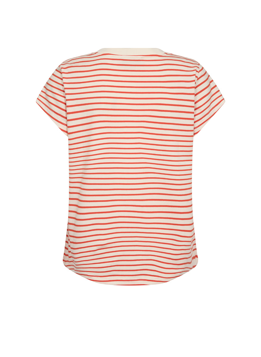 MOS MOSH | T-shirt rayé"KALA" Blanc cassé et orange