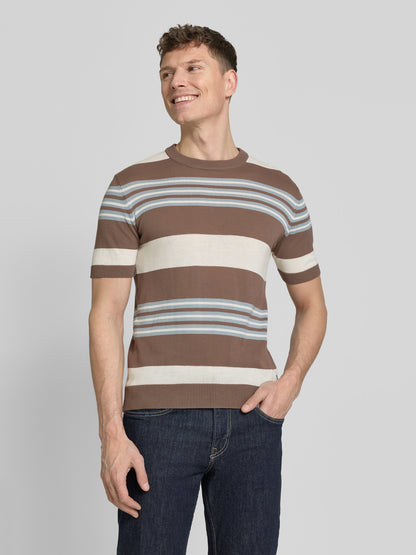 Manuel Ritz | T-shirt en maille à rayures multiples - Taupe