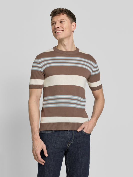 Manuel Ritz | T-shirt en maille à rayures multiples - Taupe