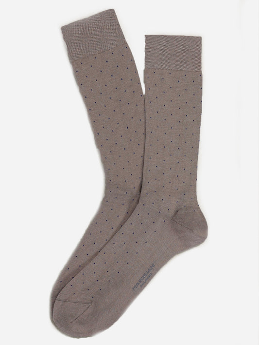 Marcoliani - Chaussettes à motifs de pois en coton Pima - Taupe