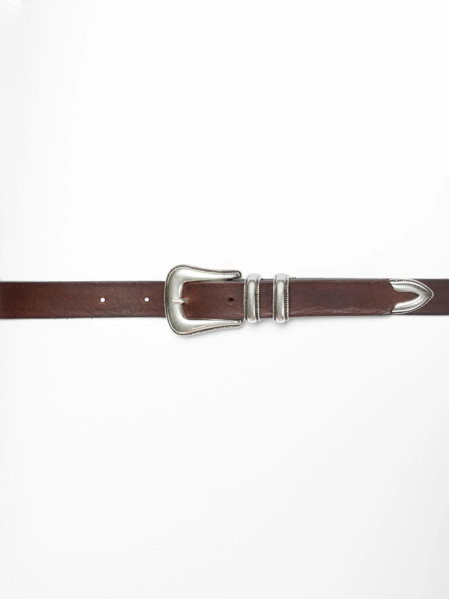 Nudie Jeans | Ceinture Western argentée - Marron foncé