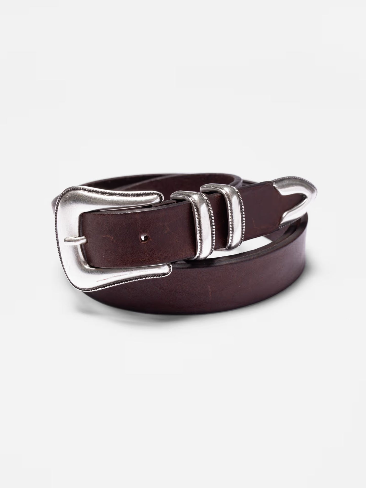 Nudie Jeans | Ceinture Western argentée - Marron foncé