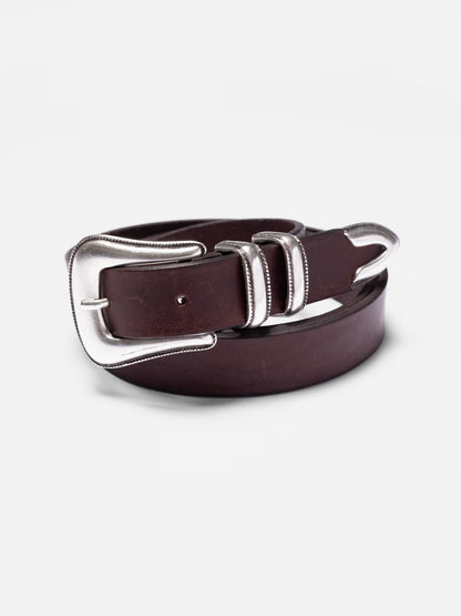 Nudie Jeans | Ceinture Western argentée - Marron foncé