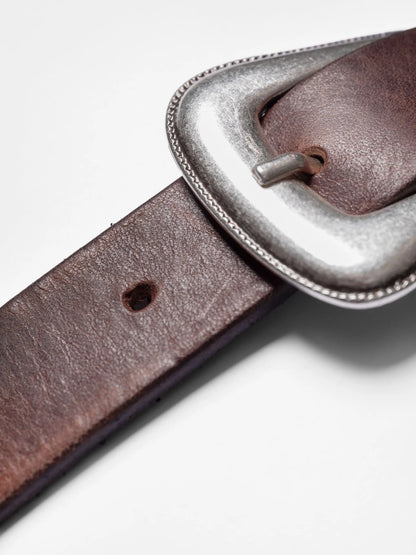 Nudie Jeans | Ceinture Western argentée - Marron foncé