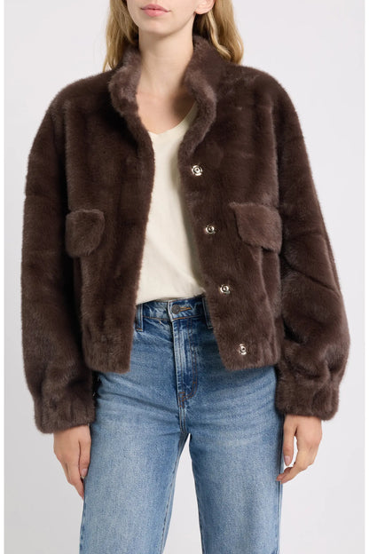 Dèluc | Veste en fausse fourrure 'Badet' | Chocolat
