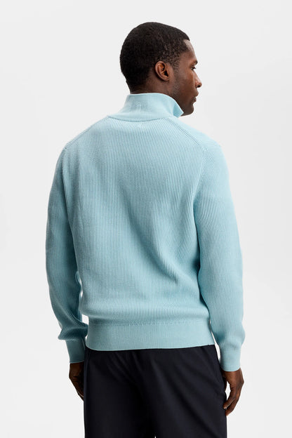 J.Lindeberg | Pull en maille à demi-fermeture éclair "Alex" - Bleu Forget