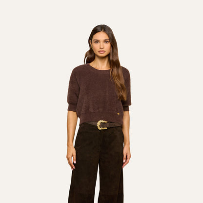 L'AGENCE | Pull à col rond 'Guinevere' | Brun