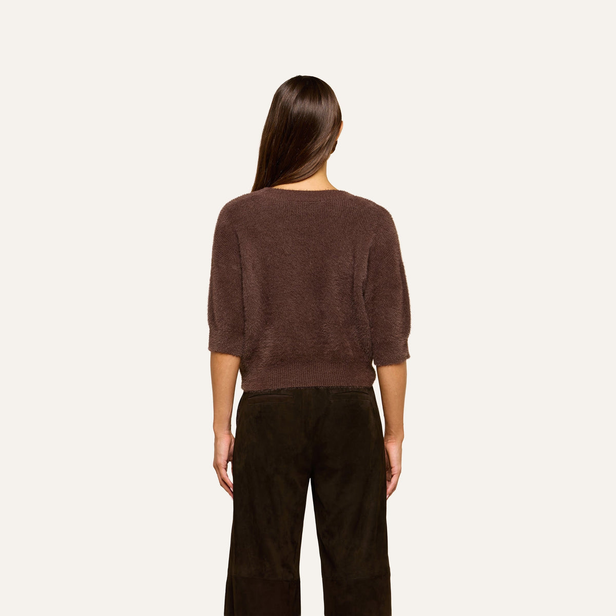 L'AGENCE | Pull à col rond 'Guinevere' | Brun