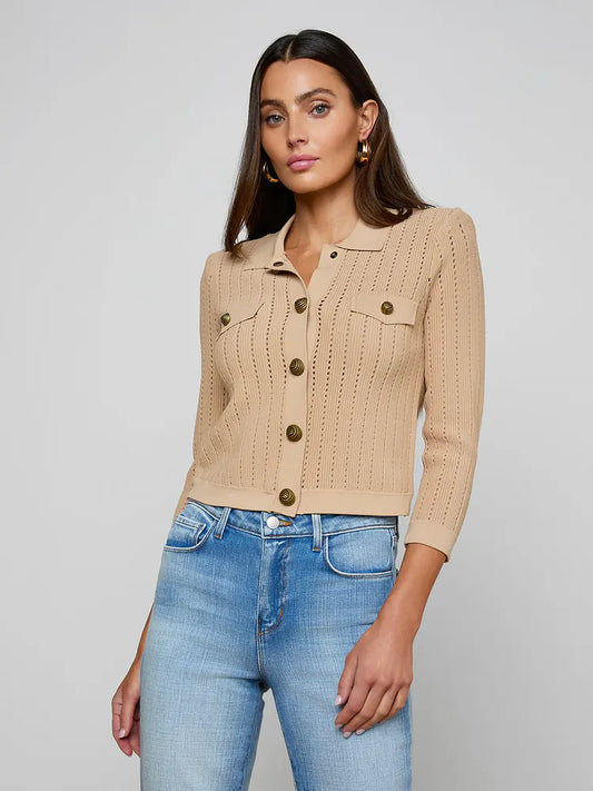 L'AGENCE| Cardigan à col 'Risa' | Cappuccino