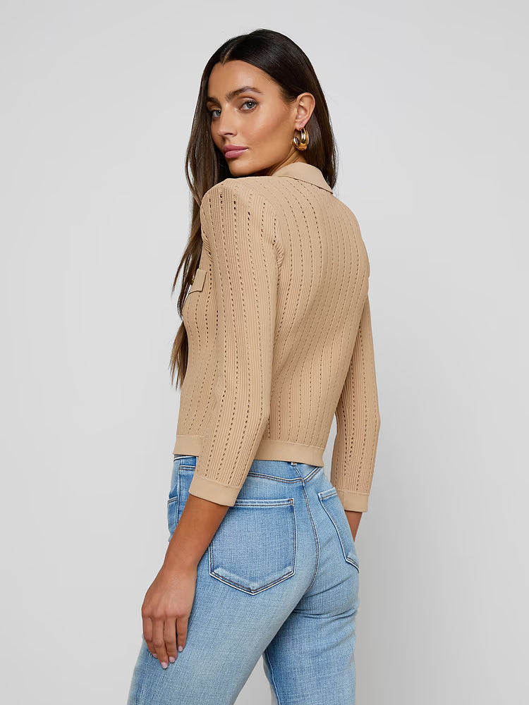L'AGENCE| Cardigan à col 'Risa' | Cappuccino