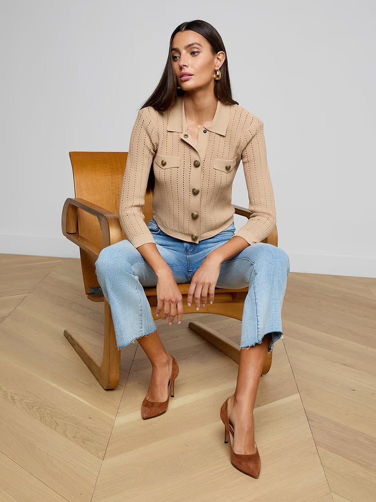 L'AGENCE| Cardigan à col 'Risa' | Cappuccino