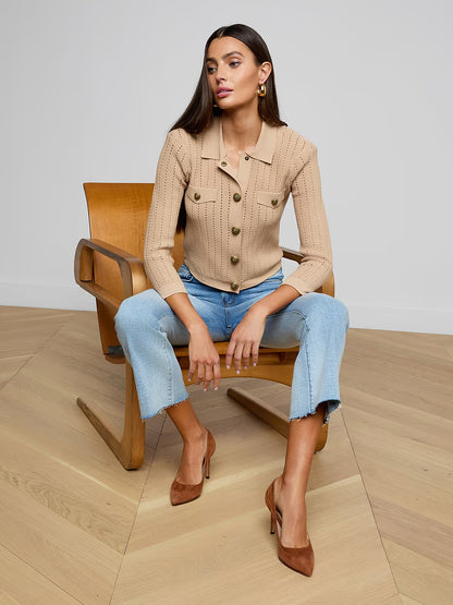 L'AGENCE| Cardigan à col 'Risa' | Cappuccino