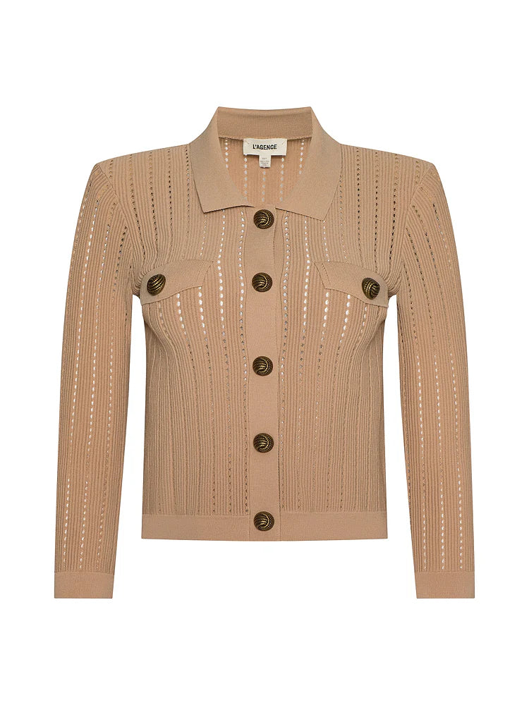 L'AGENCE| Cardigan à col 'Risa' | Cappuccino