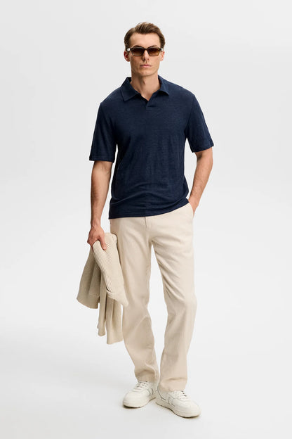J.Lindeberg | polo à manches courtes en lin "Roy" - Bleu marin