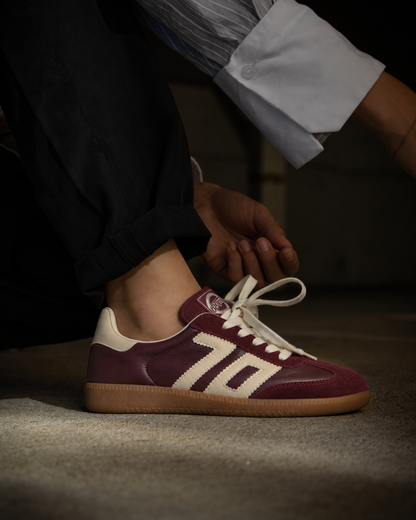 Back 70 | Baskets en cuir "Cloud" - Rouge vin et Ivoire