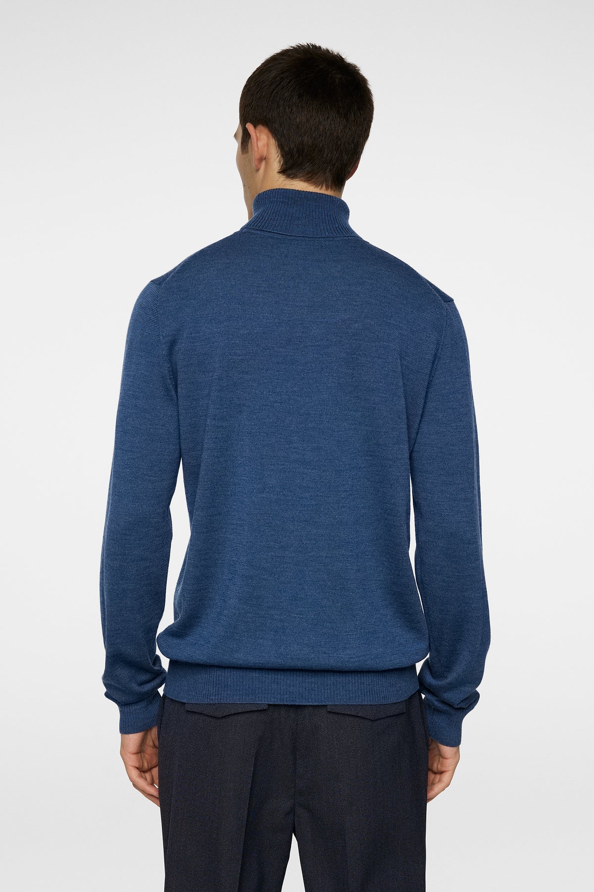 J.LINDEBERG | Pull "Kaden" Merino Col roulé - Bleu mélanger