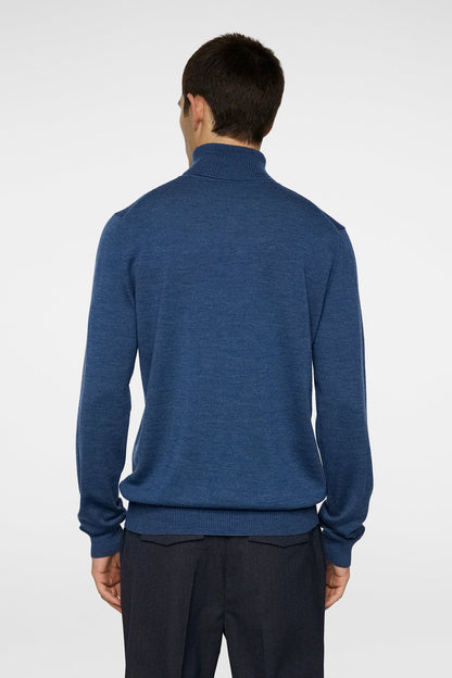J.LINDEBERG | Pull "Kaden" Merino Col roulé - Bleu mélanger