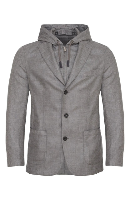 Emanuel Berg | Veste de sport en laine et cachemire avec bavette amovible à capuche - Gris taupe