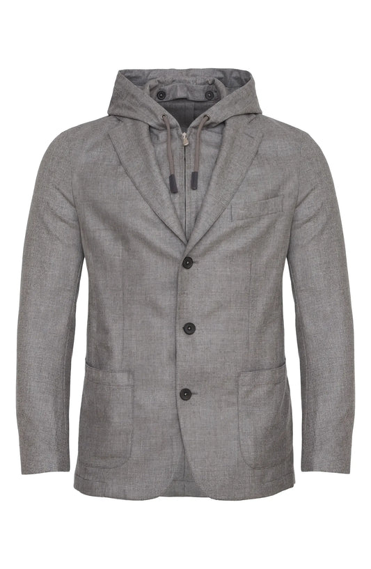 Emanuel Berg | Veste de sport en laine et cachemire avec bavette amovible à capuche - Gris taupe