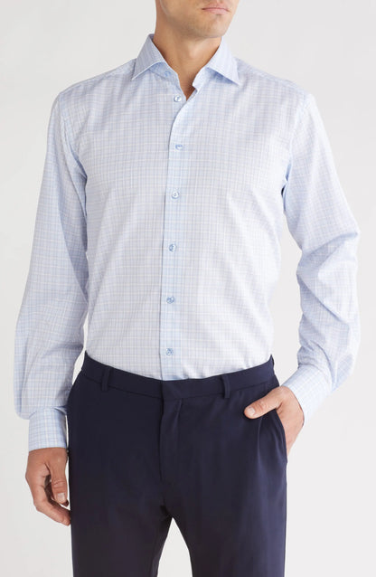 Eton | Chemise à carreaux coupe contemporaine - Bleu clair
