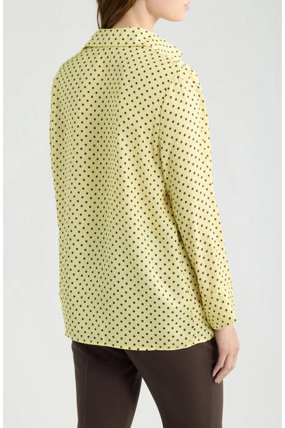 Dèluc | Chemise boutonnée imprimée à pois 'Survivor' | Jaune