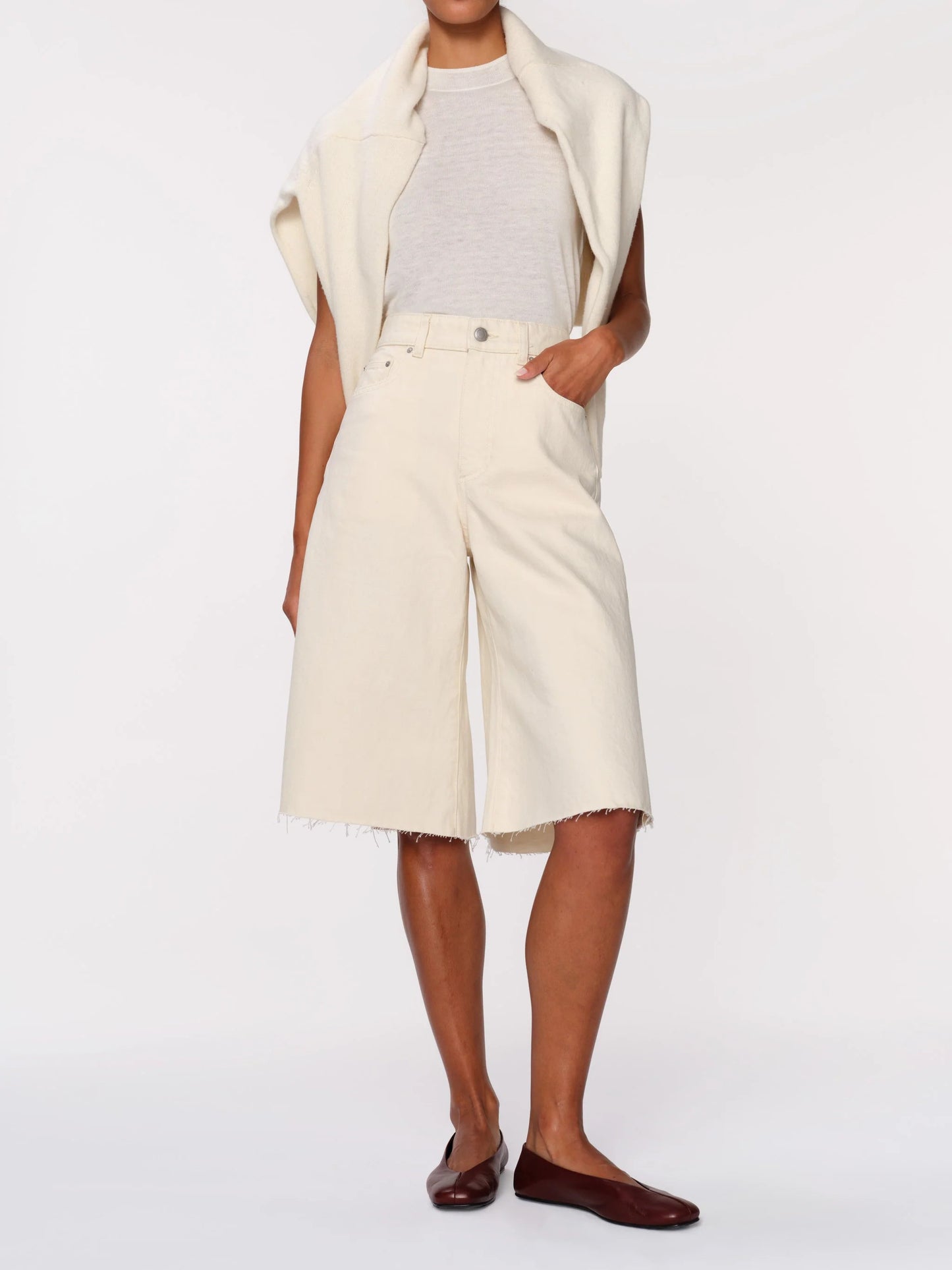 DL1961 |  Short taille haute en jean ''Lucila'' - Ecru 