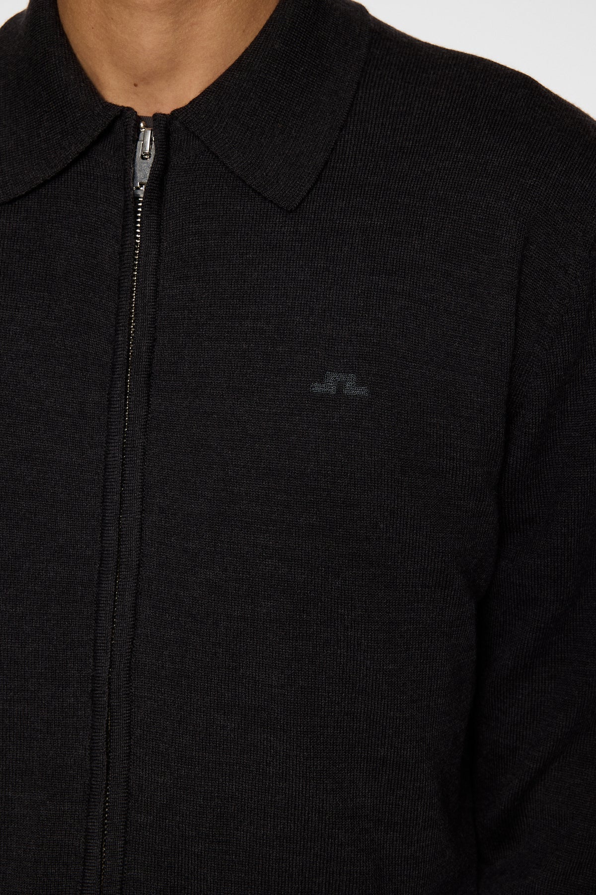 J.LINDEBERG | Pull "Kaleb" Merino Zip - Gris foncé mélange