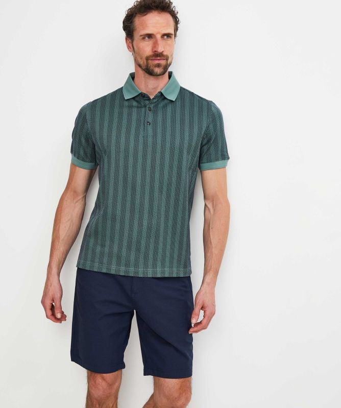 Pal Zileri | Polo en jersey de coton Jacquard - Vert/Marine