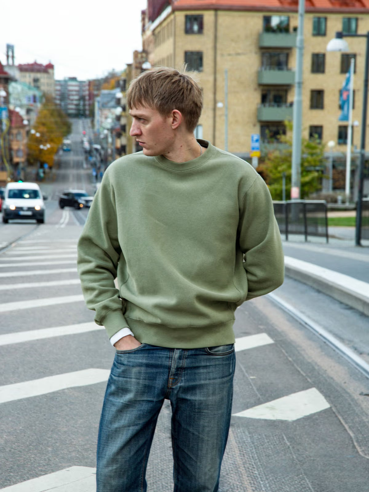 Nudie Jeans | Pull à col rond "HASSE" - Vert sauge