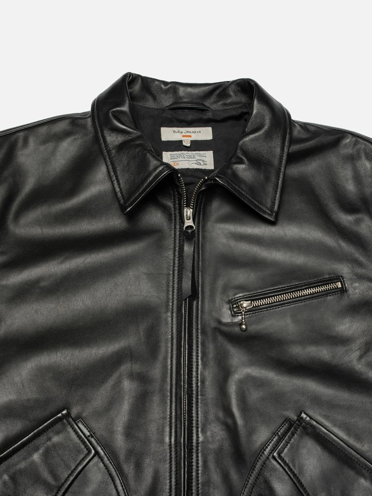 NUDIE JEANS | Manteau zippée Blake en cuir - Noir