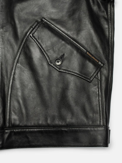 NUDIE JEANS | Manteau zippée Blake en cuir - Noir