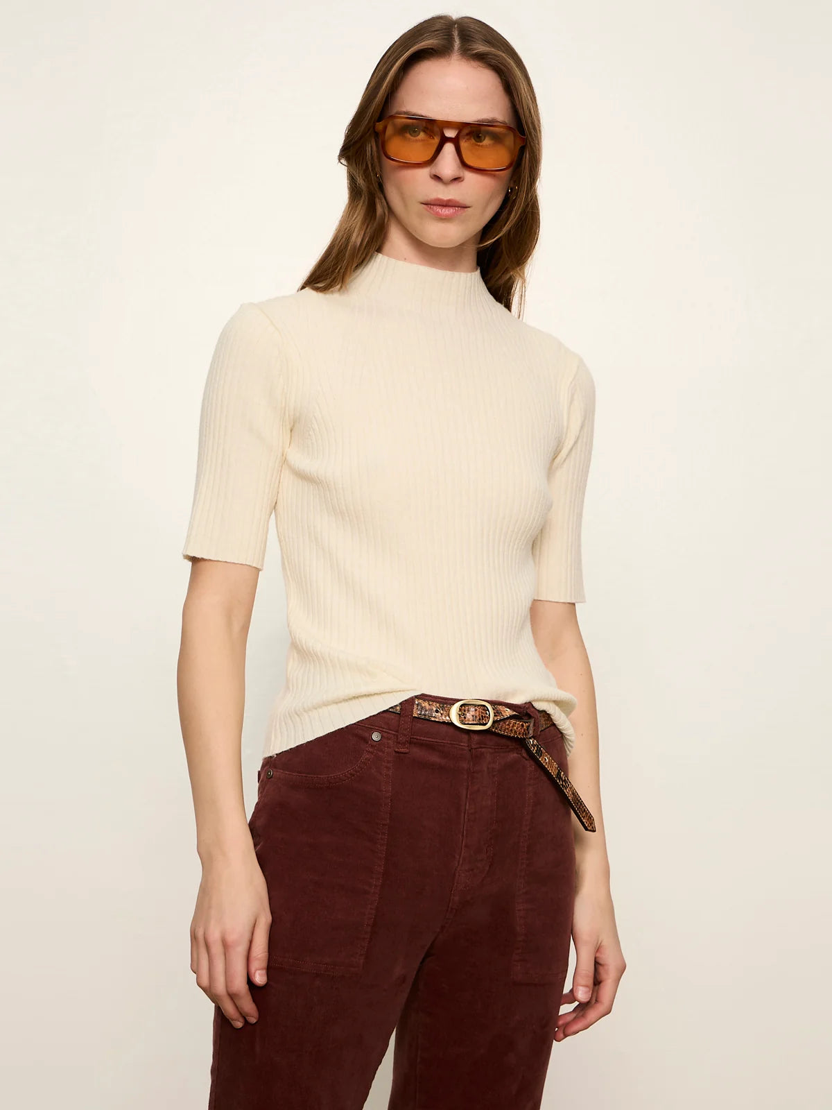 Sanctuary | Chandail à col haut  ' Ribbed' | Beige