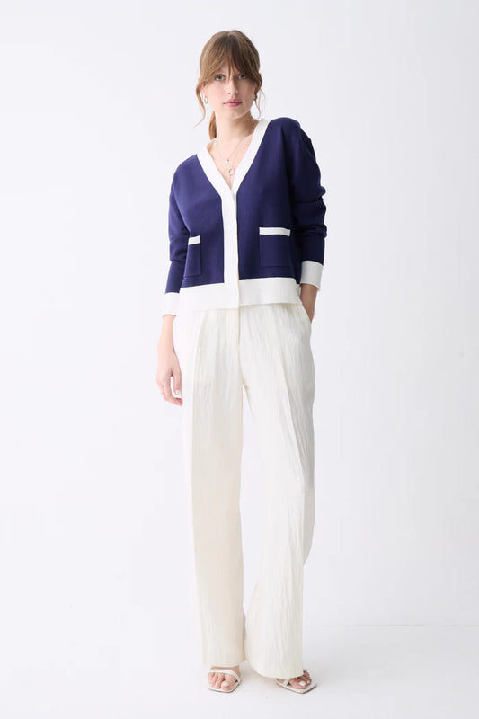 Deluc | Cardigan "LISBOA" - Bleu/blanc
