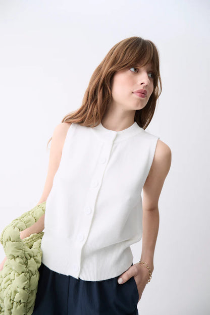 Deluc | Cardigan sans manches - Blanc