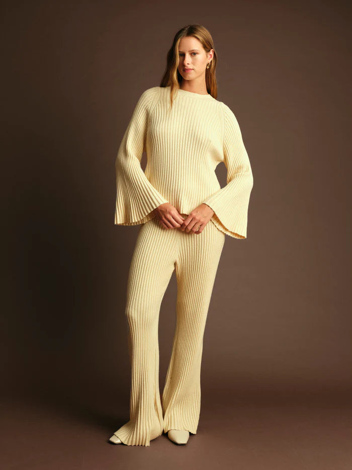 Deluc | Pantalon en maille "Noel"- Ecru mélangé