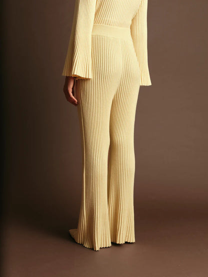 Deluc | Pantalon en maille "Noel"- Ecru mélangé