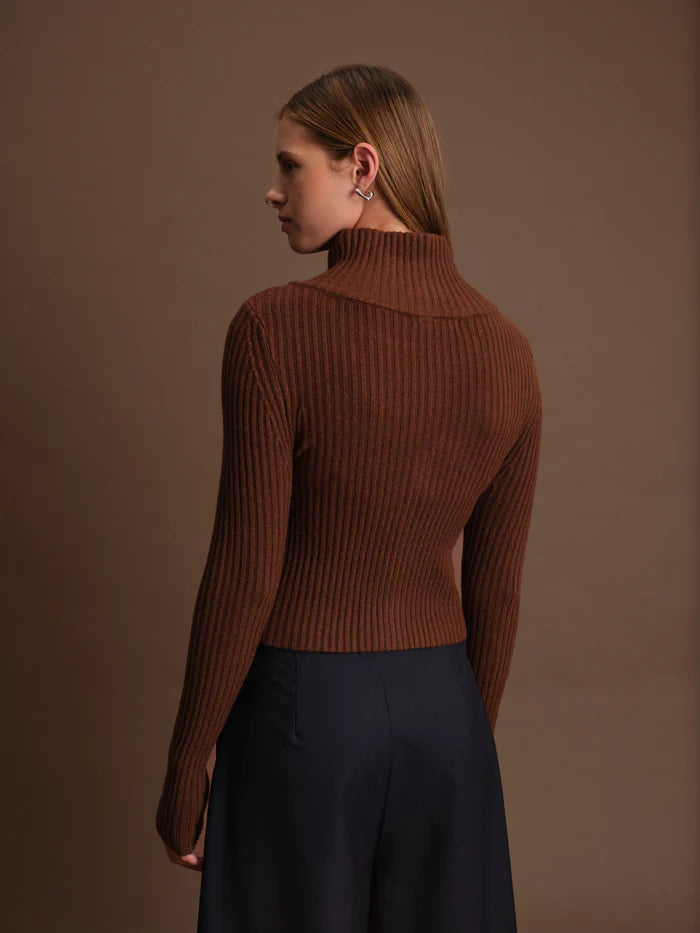 Deluc | Cardigan zip en maille "Matt"- Ecru mélangé