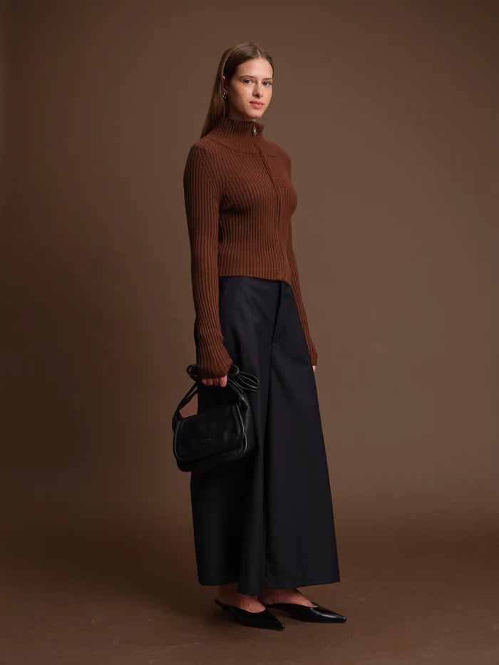 Deluc | Cardigan zip en maille "Matt"- Ecru mélangé