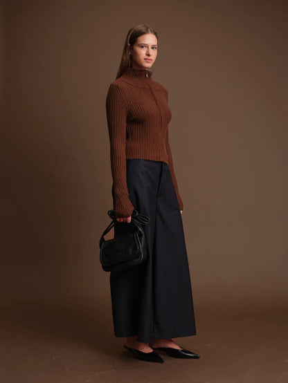 Deluc | Cardigan zip en maille "Matt"- Ecru mélangé