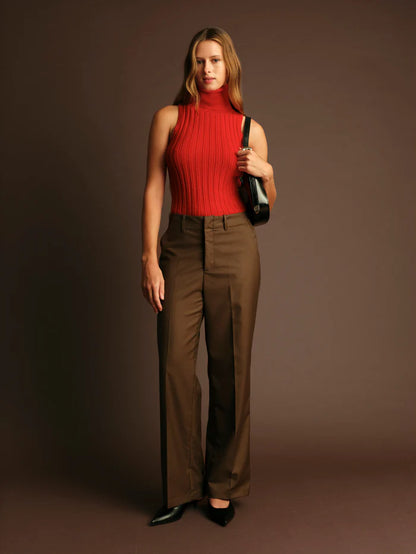 Deluc | Haut sans manches avec col roulé- Rouge