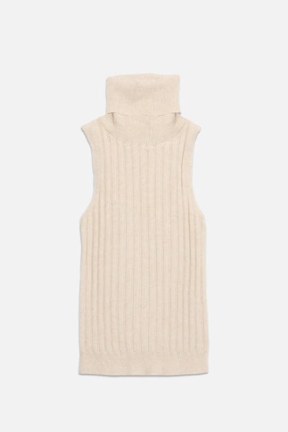 Deluc | Haut "Ben" sans manches avec col roulé- Ecru melange