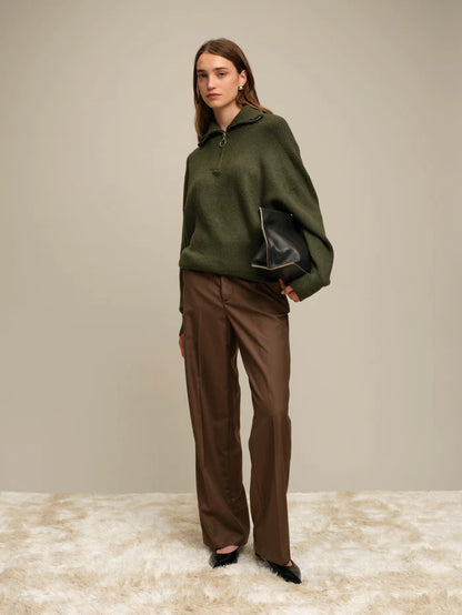 Deluc | Cardigan demi-zip en maille "Spencer"- Vert forêt