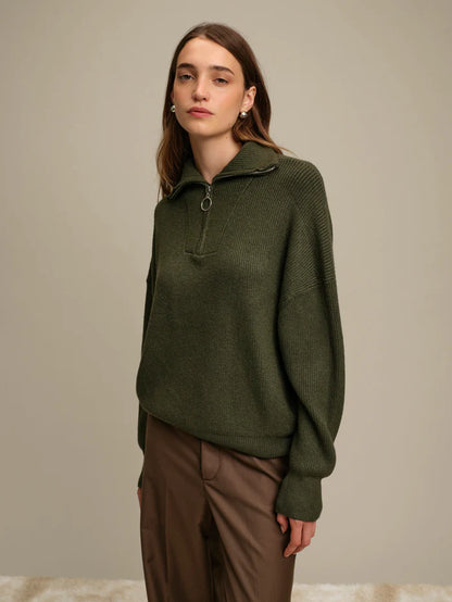 Deluc | Cardigan demi-zip en maille "Spencer"- Vert forêt